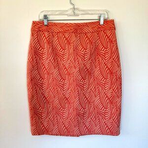 Calvin Klein Coral Patterned Pencil Skirt 12